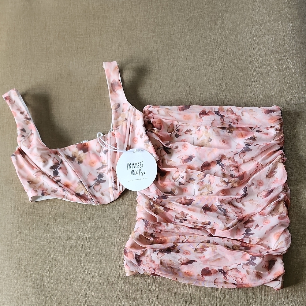 Princess Polly Pink Floral Ruched Co-ord Set